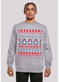F4NT4STIC Herren Kapuzenpullover "Christmas Pinguin Muster", grau, casual, Gr. 5XL, Obermaterial: 50% Baumwolle, 50% Polyester, Pullover, Print