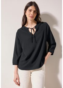 Cecil Damen Shirtbluse, schwarz, casual, Gr. M, unifarben, Stoff, 55% Polyester, 44% Viskose, 1% Elasthan, Blusen, mit 3/4 Ärmeln