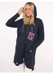 Zwillingsherz Damen Jerseymantel ""Alissa"", blau, modisch, Gr. LXL, unifarben mit Farbeinsatz, Sweatware, Obermaterial: 50% Baumwolle, 50%