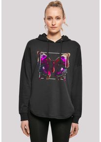 F4NT4STIC Damen Kapuzenpullover "Pink Schmetterling OVERSIZE TEE", schwarz, casual, Gr. M, Obermaterial: 100% Baumwolle, Pullover, Print
