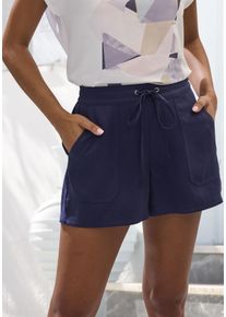 Lascana Damen Shorts, blau, modisch, Gr. 38, unifarben, Web, Obermaterial: 100% Lyocell, Hosen, mit aufgesetzten Taschen und Gummizug, kurze Hose aus