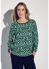 Street One Damen Hemdbluse, grün, casual, Gr. 40, bedruckt, Stoff, 100% Viskose, Blusen, mit 3/4 Ärmeln