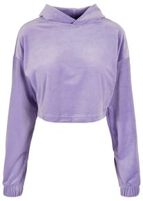 Urban Classics Damen Kapuzenpullover "Urban Classics Damen Ladies Cropped Velvet Oversized Hoody", lila, casual, Gr. L, unifarben, 93% Polyester, 7%