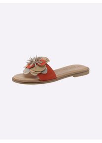 Heine Damen Pantolette, Gr. 40, bunt, Leder, Veloursleder, Glattleder, Glattleder, modisch, Schuhe