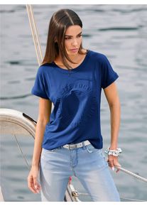 Heine Damen T-Shirt "Shirt", blau, Gr. 38, unifarben, 95% Viskose, 5% Elasthan, Shirts