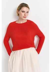RICHROYAL Damen Rundhalspullover, rot, casual, Gr. M, Strick, Obermaterial: 100% Baumwolle, Pullover, Mit Rundhalsausschnitt