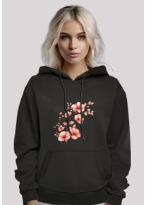 F4NT4STIC Damen Kapuzenpullover "Rosa Blumenzweig 3D", schwarz, casual, Gr. XXL, Obermaterial: 65% Baumwolle, 35% Polyester, Pullover, Premium