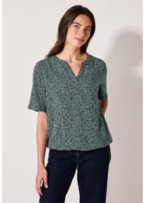 Cecil Damen Kurzarmbluseslate khaki, casual, Gr. S, gemustert, Stoff, 100% Viskose, Blusen, aus softer Viskose