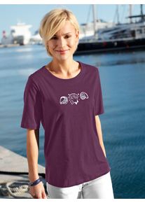 Casual Looks Damen Kurzarmshirt "Shirt", lila, Gr. 44, unifarben, bedruckt, gemustert, 100% Baumwolle, Shirts