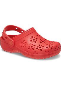 Crocs Kinder Clog "Classic Floral Cut Out Clog", Gr. 29, rot, Croslite, geblümt, casual, Schuhe, Sandale mit schwenkbarem Fersenriemen