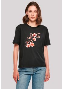 F4NT4STIC Damen T-Shirt "Rosa Blumenzweig 3D", schwarz, casual, Gr. L, Obermaterial: 100% Baumwolle, Shirts, Premium Qualität
