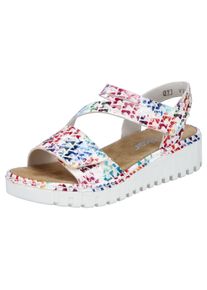 Rieker Damen Plateausandale, Gr. 41, bunt, Lederimitat, gemustert, klassisch, Schuhe, Sommerschuh, Sandalette, Keilabsatz, mit Klettriemchen