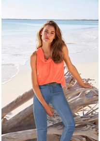 Heine Damen Blusentop, orange, Gr. 48, unifarben, 100% Polyester, Futter:100% Polyester, Blusen