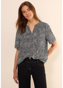 Cecil Damen Kurzarmblusevolcanic grau, casual, Gr. XL, bedruckt, Stoff, 100% Viskose, Blusen, mit Elastikbund