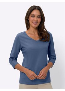 Classic Basics Damen 3/4-Arm-Shirt "3/4-Arm-Shirt", blau, Gr. 56, unifarben, 100% Baumwolle, Shirts