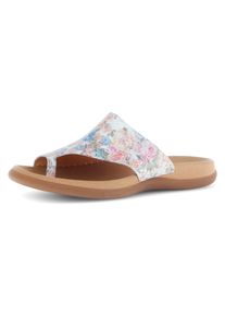 Gabor Damen Dianette, Gr. 36, bunt, Ziegenleder, geblümt, casual, Schuhe, Keilabsatz, Sommerschuh, Bequemschuh mit Zehenring