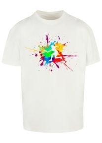 Merchcode Herren T-Shirt "Merchcode Herren Color Splash Player Heavy Oversized Tee", weiß, casual, Gr. M, bedruckt, 100% Baumwolle, Shirts