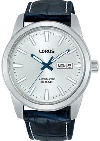 Lorus Herren Automatikuhrdunkelblau, Armbanduhren, Armbanduhr, Herrenuhr, Mechanische Uhr, Edelstahlarmband, analog, Tag