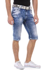 Cipo & Baxx CIPO & BAXX Herren Bermudas, blau, modisch, Gr. 30, Abriebeffekte, Denim/Jeans, Obermaterial: 98% Baumwolle, 2% Elasthan, Hosen, in Denim und mit