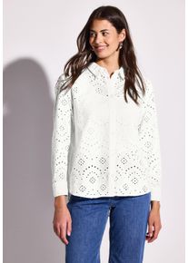 Street One Damen Langarmbluse, weiß, casual, Gr. 40, unifarben, Web, 100% Baumwolle, Blusen, aus reiner Baumwolle