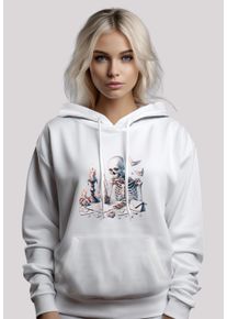 F4NT4STIC Damen Kapuzenpullover "Skelett Liebesbrief Valentinstag", weiß, casual, Gr. L, Obermaterial: 65% Baumwolle, 35% Polyester, Pullover,
