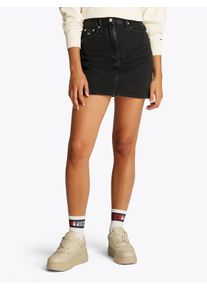 Tommy Jeans Damen Jeansrock "MOM SKIRT BI8080", schwarz, casual, Gr. 34, unifarben, Denim/Jeans, Obermaterial: 100% Baumwolle, Röcke, in schwarzer