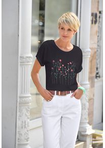 Classic Basics Damen Rundhalsshirt "Shirt", schwarz, Gr. 36, unifarben, geblümt, gemustert, 100% Baumwolle, Shirts