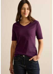 Cecil Damen T-Shirt, lila, Basic, Gr. XXL, unifarben, Web, 100% Baumwolle, Shirts, aus reiner Baumwolle