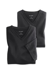 OLYMP Herren T-Shirt "Casual", schwarz, Basic, Gr. S, Obermaterial: 100% Baumwolle, Shirts, mit Ton-in-Ton Logostickerei am Ärmel