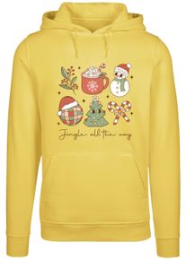 F4NT4STIC Damen Kapuzenpullover "Jingle All The Way Christmas Groove", gelb, casual, Gr. L, Obermaterial: 65% Baumwolle, 35% Polyester, Pullover,