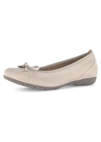 Gabor Damen Ballerina, Gr. 37, beige, Ziegenveloursleder, klassisch, Schuhe, Flache Schuhe, Business Schuhe mit Hovercraft Luftkammern-Laufsohle