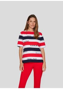 Rabe Damen Rundhalsshirt, rot, casual, Gr. 50, colorblocking, gestreift, Web, Obermaterial: 76% Baumwolle, 16% Polyester, 8% Elasthan, Shirts, im