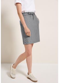 Cecil Damen Minirockschwarz balmy khaki, casual, Gr. XL, gestreift, Stoff, 73% Polyester, 24% Viskose, 3% Elasthan, Röcke, mit Tunnelzugband
