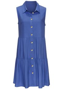 Vivance Damen Sommerkleid, blau, modisch, Gr. 42, unifarben, Web, Obermaterial: 100% Viskose, Kleider, aus gewebter Viskose, Blusenkleid mit