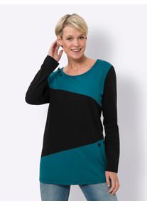 Classic Basics Damen Langarmshirt "Longshirt", blau, Gr. 46, gemustert, mehrfarbig, 100% Baumwolle, Shirts