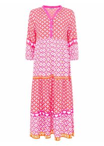 Zwillingsherz Damen Maxikleid ""Dreams"", pink, modisch, Gr. LXL, gemustert, geblümt, Obermaterial: 100% Viskose, Kleider, mit Mustermix, Knopfleiste