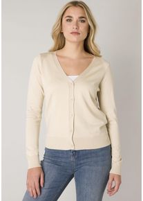 Base Level Damen Strickjacke "Yvon", beige, casual, Gr. 46, unifarben, Strick, Obermaterial: 80% Viskose, 20% Nylon, Strickjacken