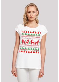 F4NT4STIC Damen T-Shirt "Christmas Reindeers Weihnachten Muster", weiß, casual, Gr. XXL, Obermaterial: 100% Baumwolle, Shirts, Print