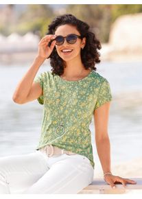 Inspirationen Damen Rundhalsshirt "Druck-Shirt", bunt, Gr. 40, geblümt, gemustert, 100% Baumwolle, Shirts