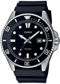 Herren Quarzuhr, schwarz, CASIO TIMELESS COLLECTION, Armbanduhren, Armbanduhr, Herrenuhr,bis 20 bar wasserdicht, Datum, Resinarmband