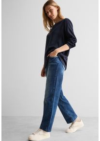 Cecil Damen Langarmbluse, blau, casual, Gr. L, unifarben, Stoff, 100% Viskose, Blusen, aus softer Viskose