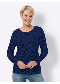 Classic Basics Damen Langarmshirt "Langarm-Shirt", blau, Gr. 48, gemustert, animal-print, bedruckt, 100% Baumwolle, Shirts