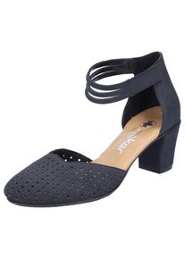 Rieker Damen Spangenpumps, Gr. 42, blau, Nubuklederimitat, elegant, Schuhe, Abendschuh, Festtagsschuh, Trichterabsatz, mit Klettverschluss
