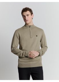 NO EXCESS Herren Rundhalspullover "NO EXCESS Sweatshirt mit halbem Reißverschluss", grün, Gr. S, 71% Viskose (LENZING ECOVERO), 29% Nylon, Pullover