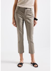 Street One Damen 7/8-Hosecool ivory, casual, Gr. 42, unifarben mit Farbeinsatz, Web, 97% Baumwolle, 3% Elasthan, Hosen, 4-Pocket Style
