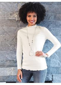 Heine Damen Stehkragenshirt "Shirt", beige, Gr. 38, unifarben, 95% Baumwolle, 5% Elasthan, Shirts