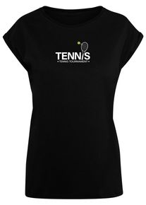 Merchcode Herren T-Shirt "Merchcode Damen Ladies Tennis Racket Extended Shoulder Tee", schwarz, casual, Gr. XXXL, bedruckt, 100% Baumwolle, Shirts