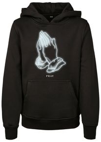 MisterTee Mädchen Kapuzensweatshirt "MisterTee Kinder Kids Pray Glow Hoody", schwarz, Gr. 110, bedruckt, 65% Baumwolle, 35% Polyester, Sweatshirts