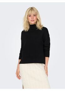 Only Damen Stehkragenpullover "ONLBARI L/S HIGHNECK KNT", schwarz, modisch, Gr. S, unifarben, Strick, Feinstrick, Obermaterial: 51% Viskose, 26%