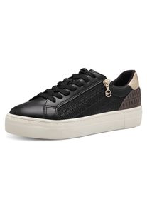 Tamaris Damen Plateausneaker, Gr. 38, gold, Lederimitat, Textil, sportlich, Schuhe, Freizeitschuh, Halbschuh, Schnürer mit Besätzen und Glitzerdetails